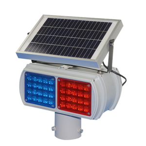 Double Sided 2 Groups Solar powered Urban Road Hazard signal flashing Led warning lamp Solar Red blue strobe traffic light