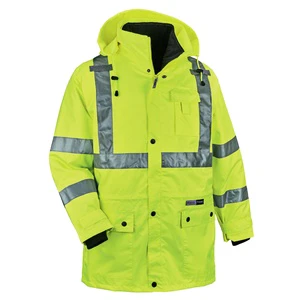 Hot Selling 100% Polyester ANSI Class 3 Waterproof Reflective Safety Vest Winter Workwear LED Flash Customizable Logo Hi Vis