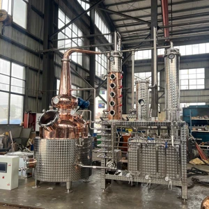 TW 500L Copper Alcohol Distiller Equipment For Multi-purpose Brandy Gin Whiskey Distillery Beer Processing With PLC Control