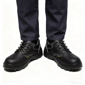 Men's Cowhide Safety Work Shoes Black Anti-slip Anti-puncture Labor Protection Shoes