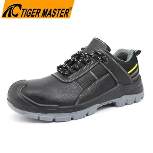 Tiger Master Oil And Slip Resistant Steel Toe Steel Mid-sole Anti-smashing Construction Work Safety Shoes For Men Black OEM