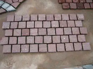 Flamed Red Porphyry Cube Stone for Outdoor Paver Natural Split Cobblestone