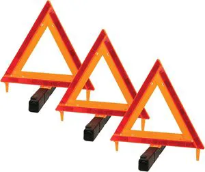DOT Approved Large Early Weighted Warning Roadside Emergency Reflective Triangle 3 Pack Case