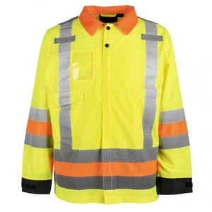 Hi Vis 100% Polyester Knitting Fabric Traffic Reflective Safety Construction Work for Men Custom Logo High Visibility