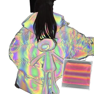 Wholesale Popular Little MOQ rainbow Colorful 75D Stretch Woven Reflective Fabric Washable Colorful Reflective Fabric