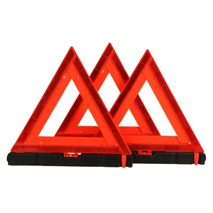 3 Pack Roadside Safety Triangles Foldable Warning Reflective Triangle with Case for Vehicles Breakdown