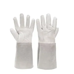 White Grain Leather Welding Gloves Heat-Resistant Anti-Cut Anti-Slip 7mm Thick Long Cuff Safety Gloves for Construction