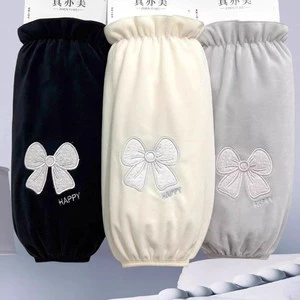 Protective Sleeves Women Autumn Winter Embroidery Bow Happy Design Beige Black Gray Adult General Purpose Antifouling