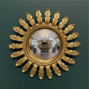 Handcrafted Decorative Gold Starburst Mirror Milagro Heart Convex Wall Mirror Premium Home Decoration Gift Decorative Mirror