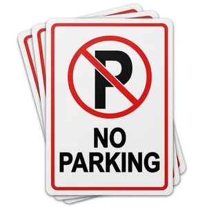 Custom Design Reflective Vinyl No Parking Sign Sticker Weatherproof Adhesive Outdoor Traffic Warning Decal Driveway Garage Fence