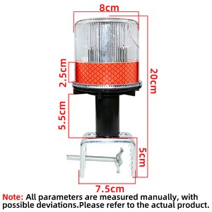 Solar Round Traffic Warning Light LED Strobe Hazard Signal Light Fits Traffic Cone Road Guardrail with Light Sensor