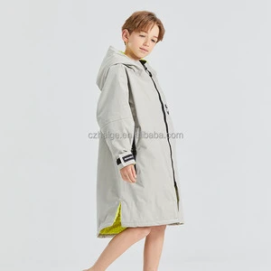 Factory Custom Waterproof Swim Parka Long Sleeve Changing Robe Dry Swimming Robe For Men Adult Kids Surf Poncho Swim Coat