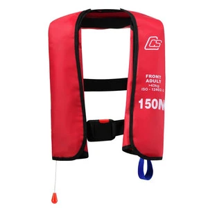 Manufacture Cheap OEM Red 150N Buoyancy Water Rescue Lifesaving Manual Automatic Inflatable Life Jacket