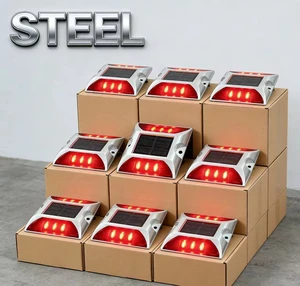Solar LED Road Stud Sequential Synchronous Traffic Warning Light IP68 Waterproof