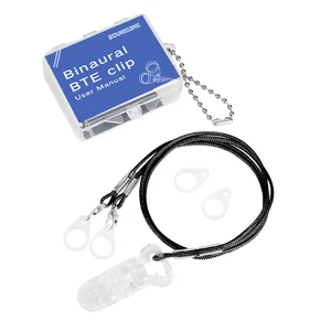 Black Binaural BTE Hearing Aids Lanyard Safety Protection Hearing Aid Clip