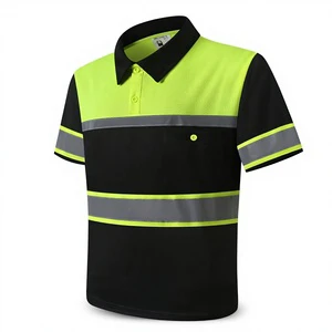 Men's High Reflective Safety Shirts with Pocket Short Sleeve Breathable Workwear