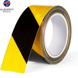 Yellow Black Strip Retro Reflective Caution Tape, High Visibility Hazard Safety Warning Conspicuity Tape for Trailer and Trucks