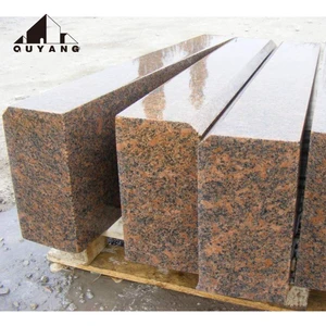Wholesale Red Natural Granite Curved Kerb Stone Outdoor Garden Stone Pavement Kerbstone