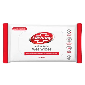 LIFEBUOY Alcohol Free Antiseptic Wet Tissues with Skin pH Balanced Formula and Chamomile Extract Non-Woven Material for Adults