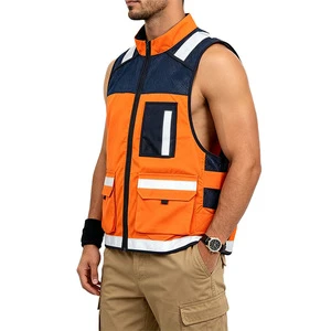 Outdoor High Visibility ANSI Class 2 Orange 100% Polyester Safety Vest Clothes