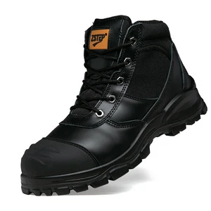 Zipper TPU Outsole Steel Toe Safety Boot Industrial Labor Foot Protection with Steel Plate Shoes Black Safety Shoes