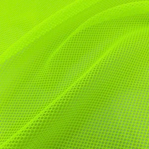 100% Polyester Fluorescent Reflective Neon Yellow Mesh Fabric for Lining Garment Breathable and Soft Material