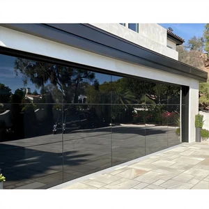 XIYATECH Modern Villa Exterior Insulated Automatic Remote Control 12x12 Aluminum Sectional Frameless Mirror Glass Garage Doors