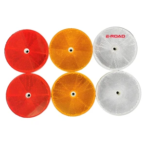 Plastic Round Reflector with Hole Reflective in Yellow/Red/White for Industrial Use