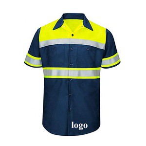 OEM Hi-Vis Reflective Security Polo Shirt Men's 3M Postman High Visibility Short Sleeve Reflective Safety Clothing For Summer