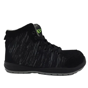 Wholesale High-Top Flying Woven Safety Shoes Anti-Smashing Breathable Steel Toe Lace-Up Mesh Lining Printing Logo PU