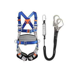 Industrial Safety Harness Full Body Fall Protection with Double Lanyard Personal Protective Equipment Made of Durable Polyester