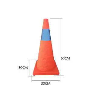 Weatherproof Portable Traffic Cones Orange Collapsible Safety Cones with LED Warning Light for Driving Training and Roads