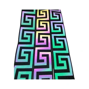 Custom Rainbow Holographic Greek Key Pattern Silver Reflective Webbing Iridescent Safety Tape Clothing Pet Collar Backpack