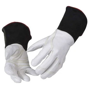 Latest Design Hot Sale Product Industrial Cut Resistant Genuine Leather Goat Skin Tig Welding Gloves White Black Leather