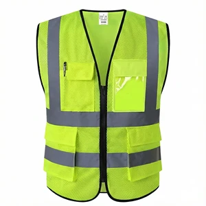 ANSI/ISEA 107-2020 High-Visibility Mesh Safety Vest: Reflective Strips & Multiple Pockets For Construction & Traffic Work