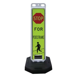 Factory Direct Sales of 27 Inch Aluminum Waterproof Yellow LED Solar Powered Pedestrian Crossing Safety Warning Traffic Sign