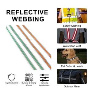 Durable 50mm Sew on Safety Reflective Webbing Hi Vis Silver Orange Safety Reflective Strip Fabric for Uniform Bag Accessories