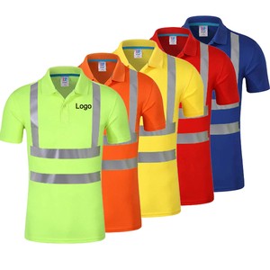Wholesales Custom Reflective Safety Polo Shirt Breathable Bird-eye Fabric High Visibility Short Sleeve Work Uniform Polo T Shirt