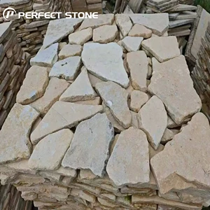 PerfectStone Irregular Natural Beige Crazy Paver Limestone For Exterior Paving Construction Project
