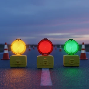 Rechargeable Battery Powered Type LED Road Block Barricade Lights Yellow PC Safety Warning Flashing Traffic Light