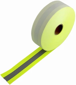 100% Polyester Fluorescent Yellow Reflective Fabric Tape for Firefighters