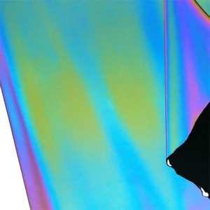 High Visibility Rainbow Reflective Polyester Spandex Fabric Sew-On Clothing Material