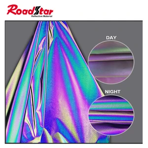 High Visibility Rainbow Color Reflective Polyester Fabric for Fashion Jacket