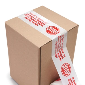72mm Red STOP Caution Tape Acrylic Adhesive BOPP Tape High Tenacity Waterproof Carton Sealing Warning