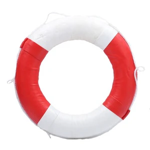 Durable Cheap DINGWANG DW-YYQ 720mm 28.4inch Handmade Leather Life Buoy Swimming Ring with Logo Blue/Red