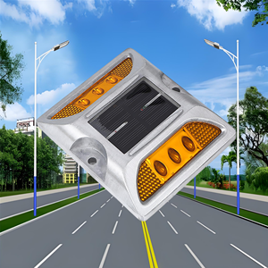 Outdoor IP68 Aluminum LED Solar Multi-color Super-bright Traffic Light Flashing Road Stud Spike Reflective High Traffic Warning