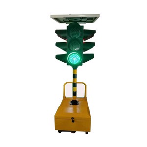 Outdoor Solar Powered Waterproof 300mm Temporary 4-Side Traffic Signal Light 95 LEDs >1000m Visibility Green Red Yellow Colors