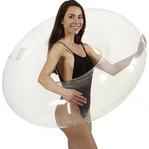 Pool Accessories Summer Pvc Beach Party 60# Fully Transparent Inflatable Swimming Ring Lifebuoy Life Ring for Kids