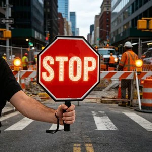 High Reflective Handheld Stop Sign Flashing Traffic Control Sign Octagonal Stop Paddle Sign