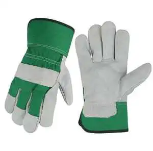 High Quality Heat Resistant Leather Welding Gloves Breathable Touchscreen Design for Daily Use White & Green Safety Gloves